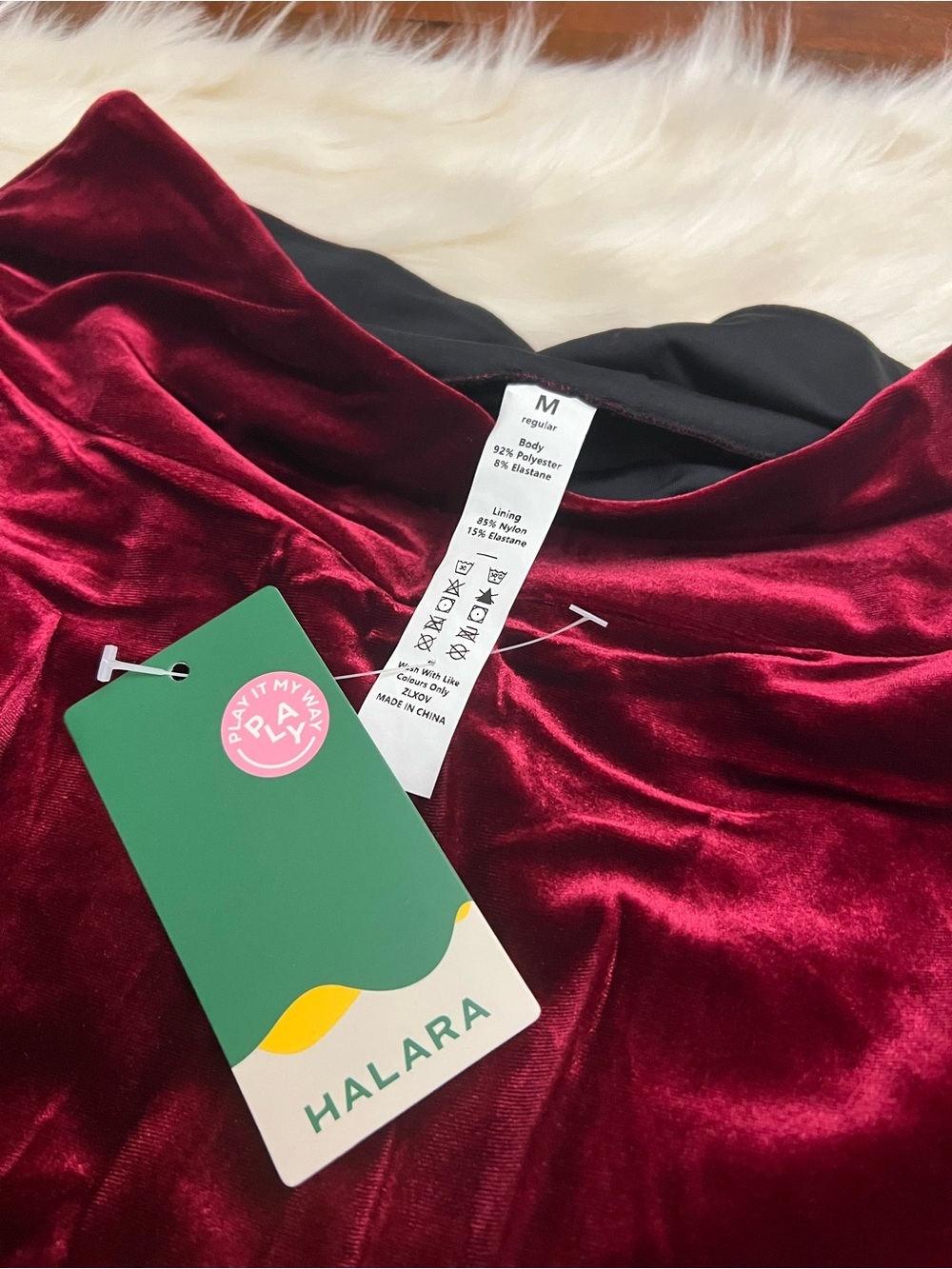 Halara Velvet High Low Crossover Maxi Skirt Built In Shorts Sangria M - Picture 4 of 4